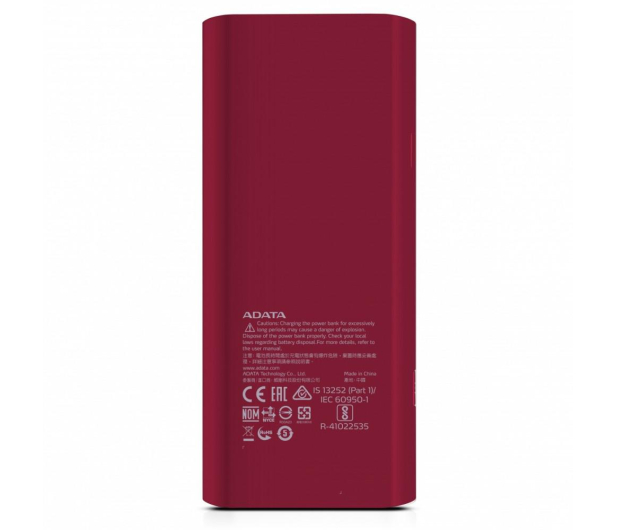 ADATA Power Bank P12500D 12500mAh 2A (czerwony) - 518804 - zdjęcie 2